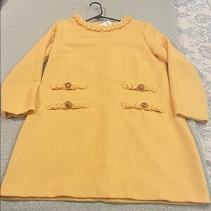 NWT - Jackie O Style Yellow Braided Trim A-Line Dress SZ L